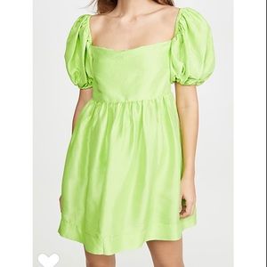 Azeeza Mini Puff Sleeve Dress - Lime Green